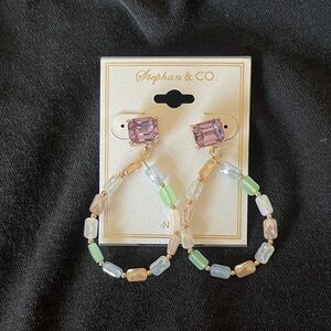 Purple and Multicolor Beaded Earrings